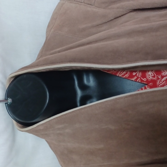 Vintage Split End Ltd Tan Suede Open Front, high collar Jacket Size 11/12 - Picture 2 of 8